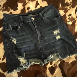 Distressed Denim Shorts